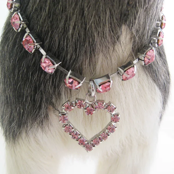 Ожерелье с подвеской в виде сердца стразы для маленьких собак и кошек|dog jewelry