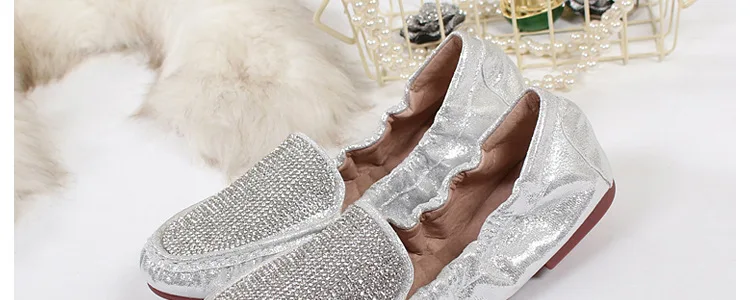 Spring Summer Flats Shoes Women Ballet Shoes For Women Casual Crystal Boat Shoes Slip On Soft Rhinestone Women Flats Plus Size