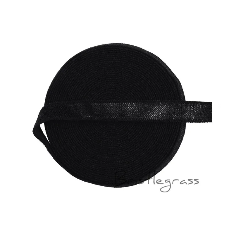 Black BRISTLEGRASS 5 ярдов 3/" 10 мм цельный спандекс атласная лента блестящая не откидывающаяся резинка повязка на голову бюстгальтер ремень платье кружевная отделка DIY шитье - Цвет: Black