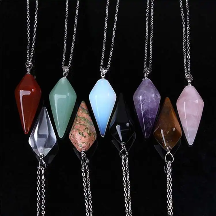 Натуральный драгоценный камень шестиугольная Пирамида рейки маятниковая подвеска Подвески исцеляющий