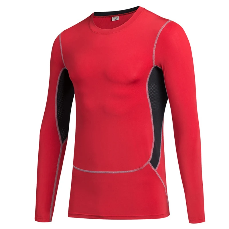 

New Sport gym men running shirt PRO tight training exercise elastic quick-drying long-sleeved compression T-shirt 1029