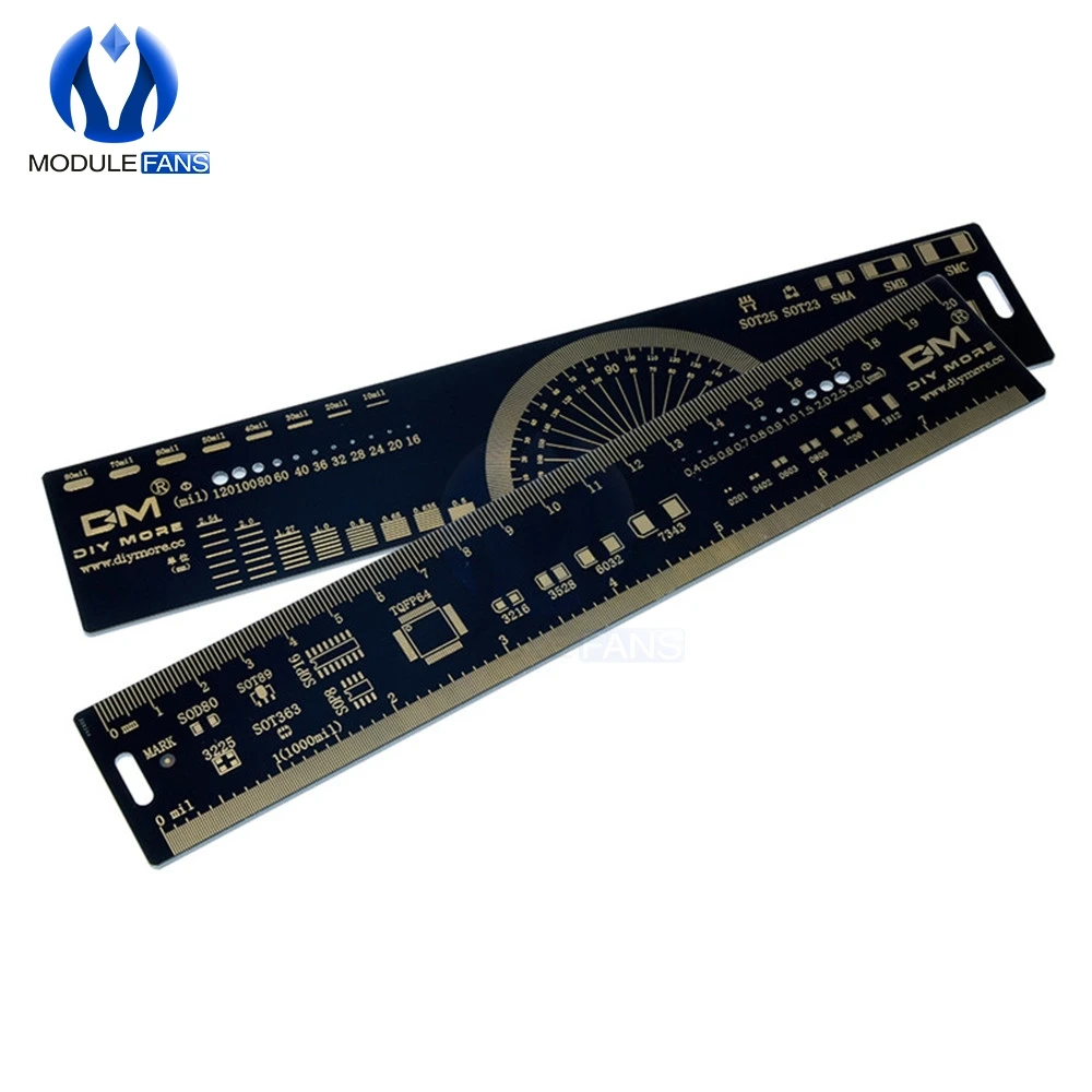 1 комплект 15 см 20 см 25 см Многофункциональный PCB линейка, измерительный инструмент резисторный конденсатор микросхема SMD диод, транзистор посылка 180 градусов