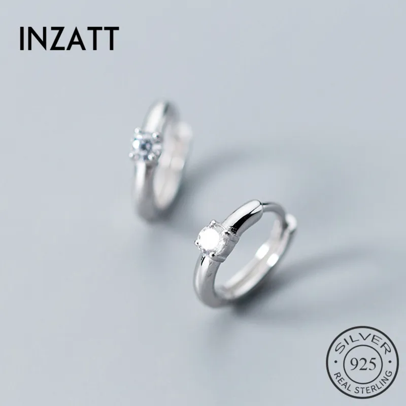 INZATT настоящее Серебро S925 пробы циркон геометрические круглые серьги-кольца
