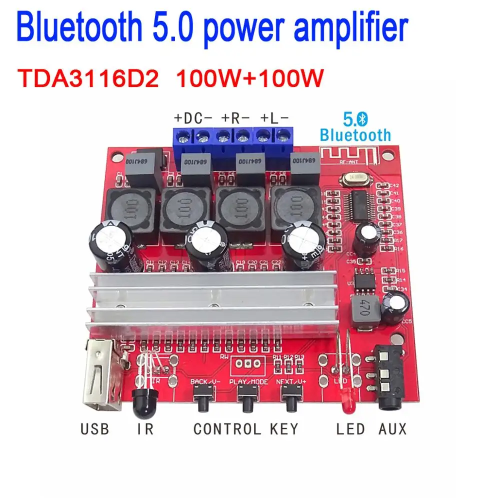 TDA3116 D2 Цифровой Bluetooth 5 0 усилитель мощности плата 100 Вт + стереоусилитель DC 12 В 24