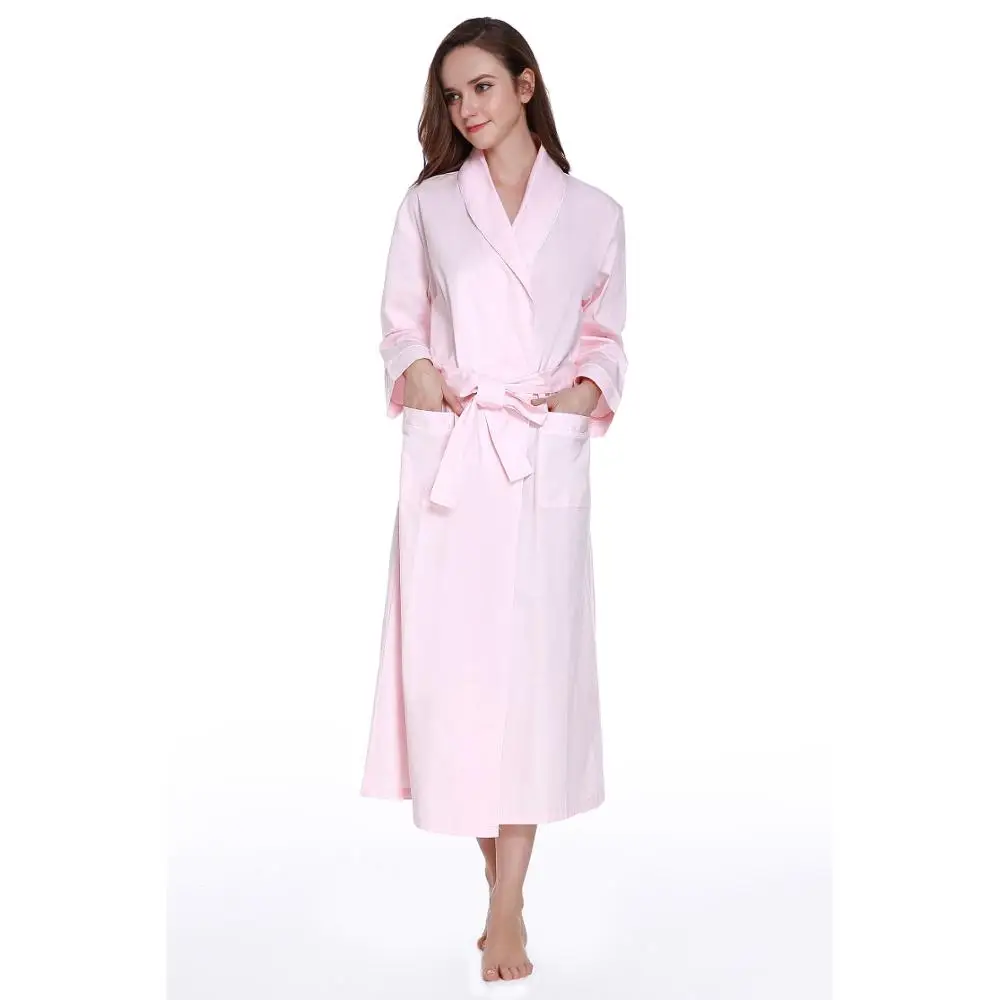Lavenderi женское длинное классическое хлопковое кимоно, банный Халат - Цвет: light pink