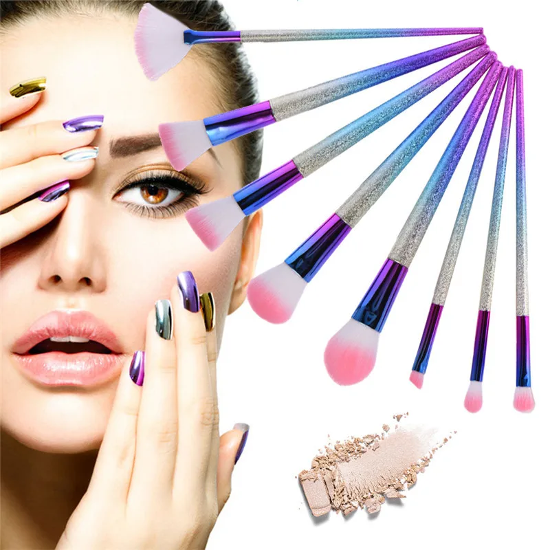 8 шт./компл. градиентная Радужная щетка противоскользящая матовая Кисть для