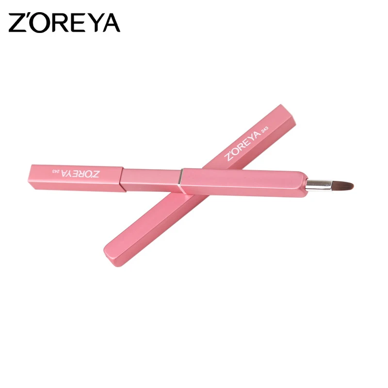 pink ZOREYA брендовые профессиональные высококачественные синтетические волосы кисти для губ портативные металлические ручки кисти для макияжа губ - Handle Color: pink