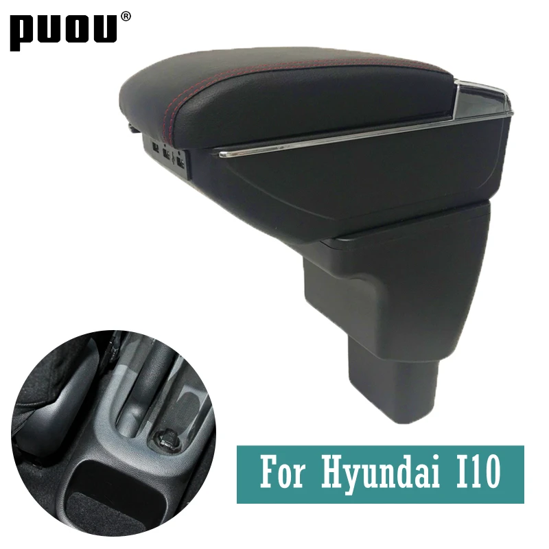 Автомобильный подлокотник коробка для hyundai I10 вращающийся центр консоль коробка для хранения с USB интерфейс украшения Аксессуары