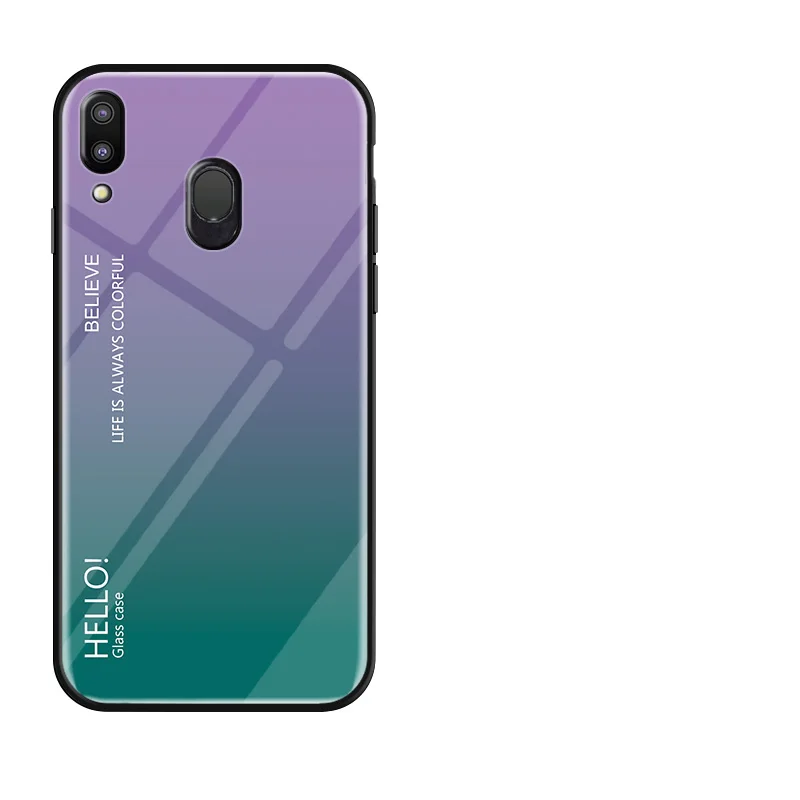 Градиент защитный Стекло чехол для samsung Galaxy M10 M20 S10 Lite Plus A8s A6s A9 A7 J8 A8 плюс A6 плюс A5 Красочная обложка - Цвет: Purple