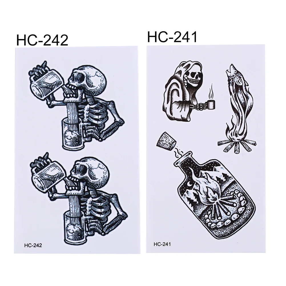 Мужской водонепроницаемый стикер татуировки модный Череп смерти временная