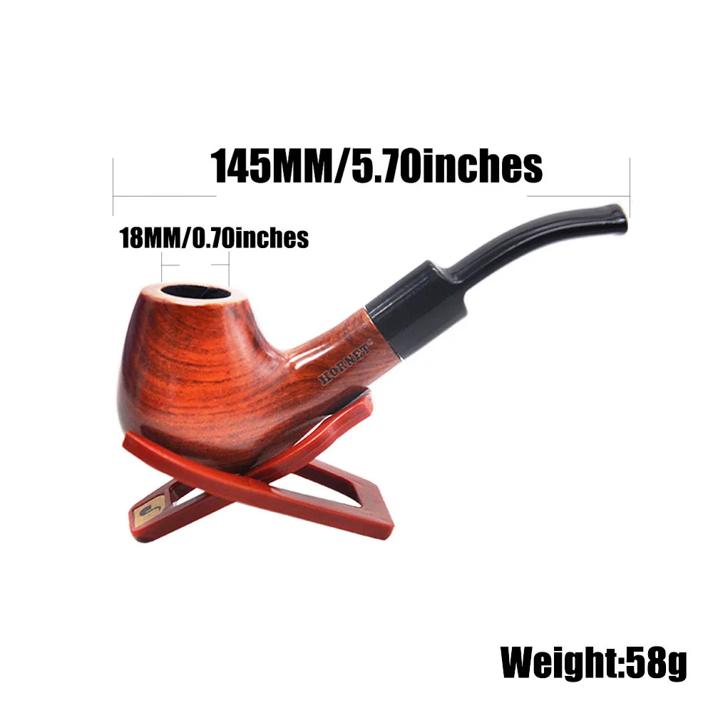 HORNET изогнутая красная сандаловая трубка с фильтром 18 мм деревянная для курения 6