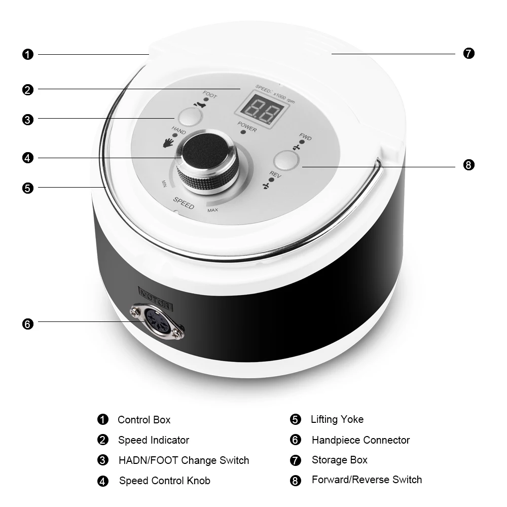 Электрическая машинка для маникюра и педикюра 35 Вт с ЖК-дисплеем 30000 об/мин |