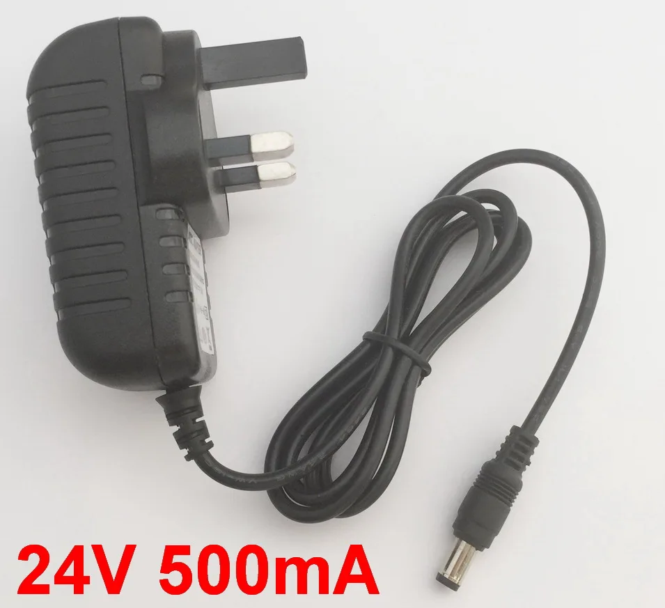 24V 500mA 1 шт. DC 24 В 200mA 300mA 400mA 500mA 600mA AC 100 V-240 V преобразователь импульсный адаптер питания с британской вилкой DC 5,5 мм x 2,1-2,5 мм - Цвет: 24V 500mA