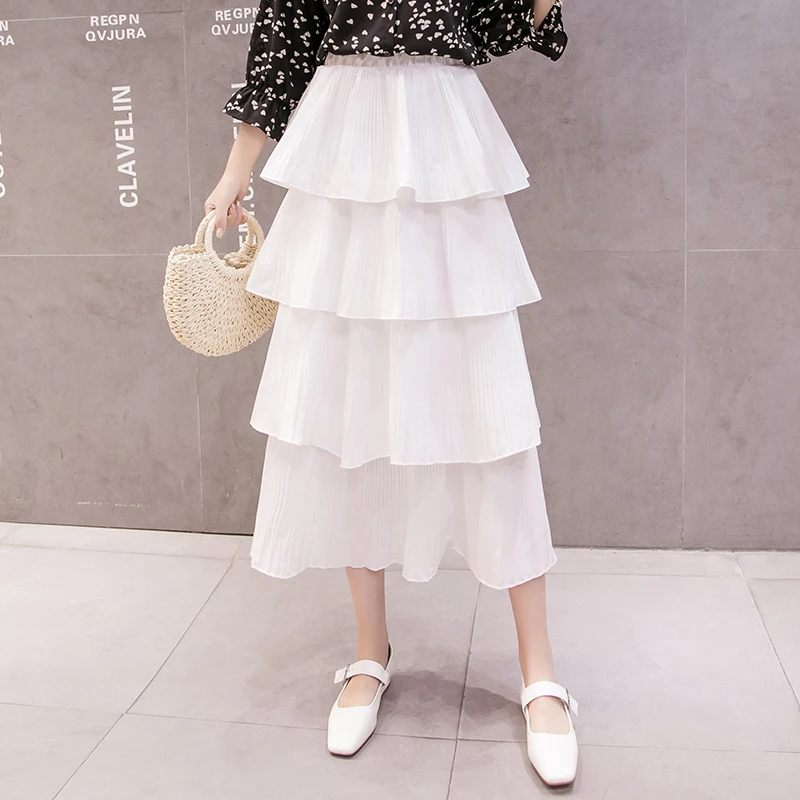street fashion new spring summer A line pleated skirt layers cake high waist skirts for girls and young lady | Женская одежда