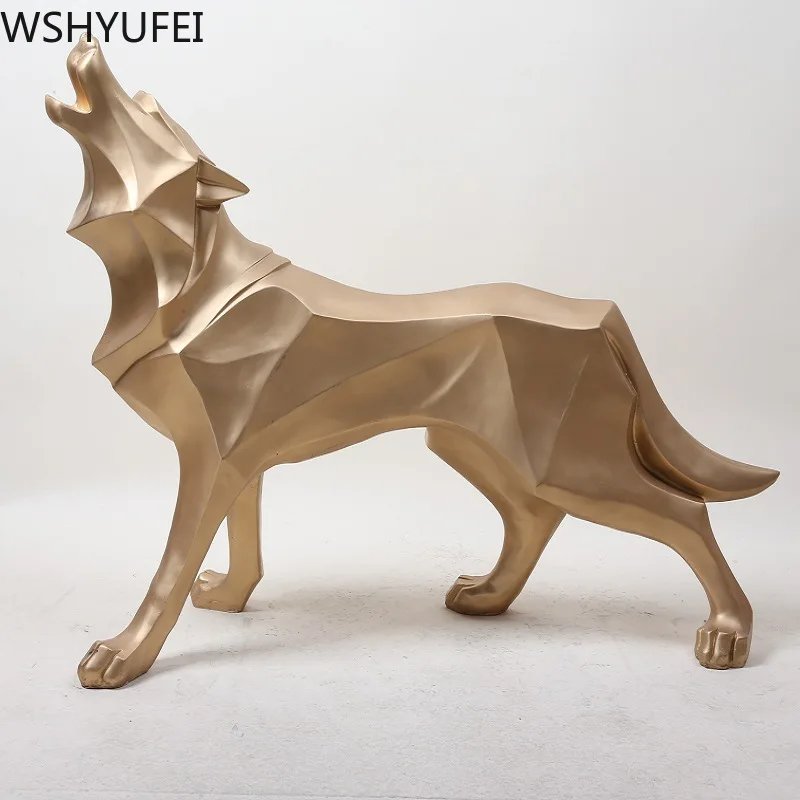 New Wolf Resin Statue Model Modern Abstract Ice Wildlife Decor Gift Ornament Animal Totem Dog Sculpture Crafts | Дом и сад