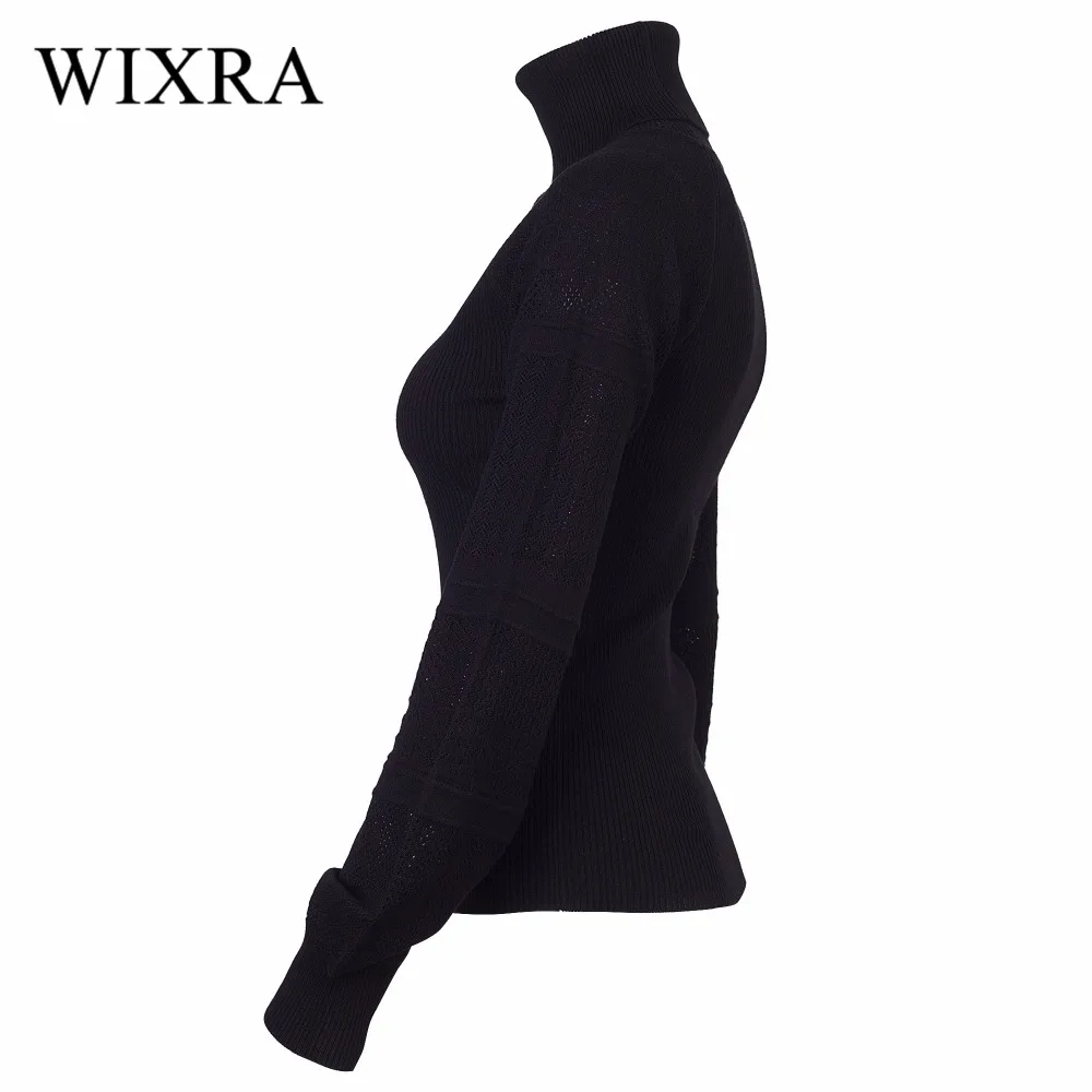 Wixra Warm and Charm Winter 2017 Women's Knitted Turtleneck Sweater Hollow Out Pullover Long Lantern Sleeve Knitwear Jumper Top | Женская