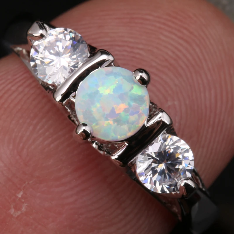 Женский Белый огненный опал и красивые драгоценные Камни Серебряное покрытие