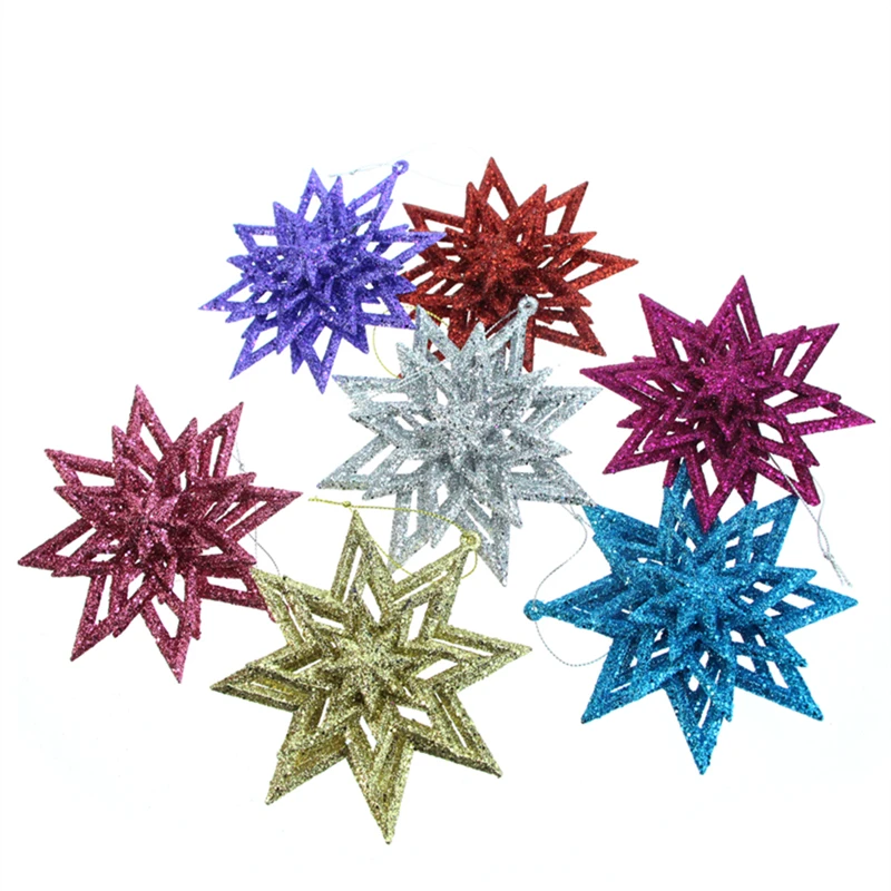 

1PC Gold Powder Plastic Five Points Stars Christmas Decorations Xmas Tree Adornments DIY Party Holidays Production Accessories