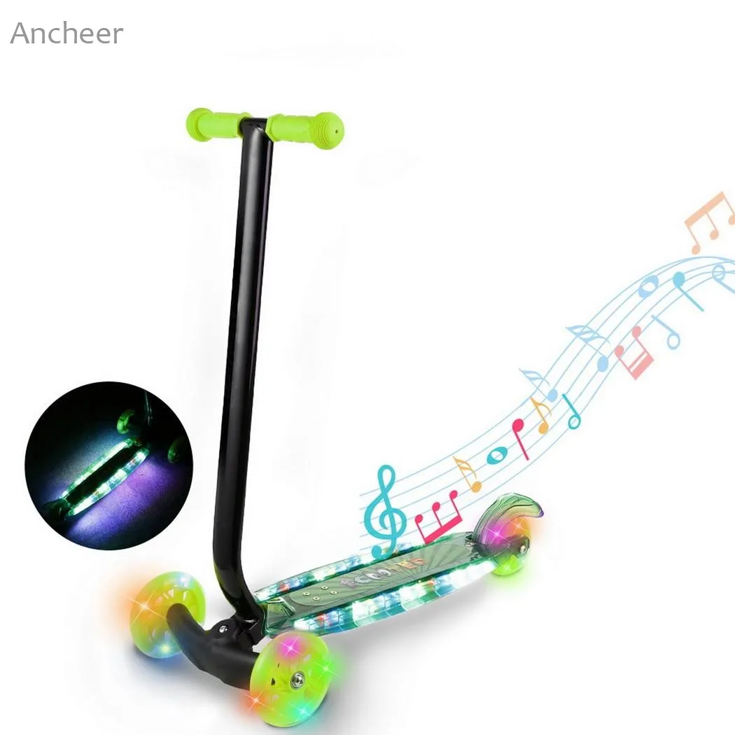 Новый самокат для детей 3 скутер с рулевой отдачей светодиодный подсветкой