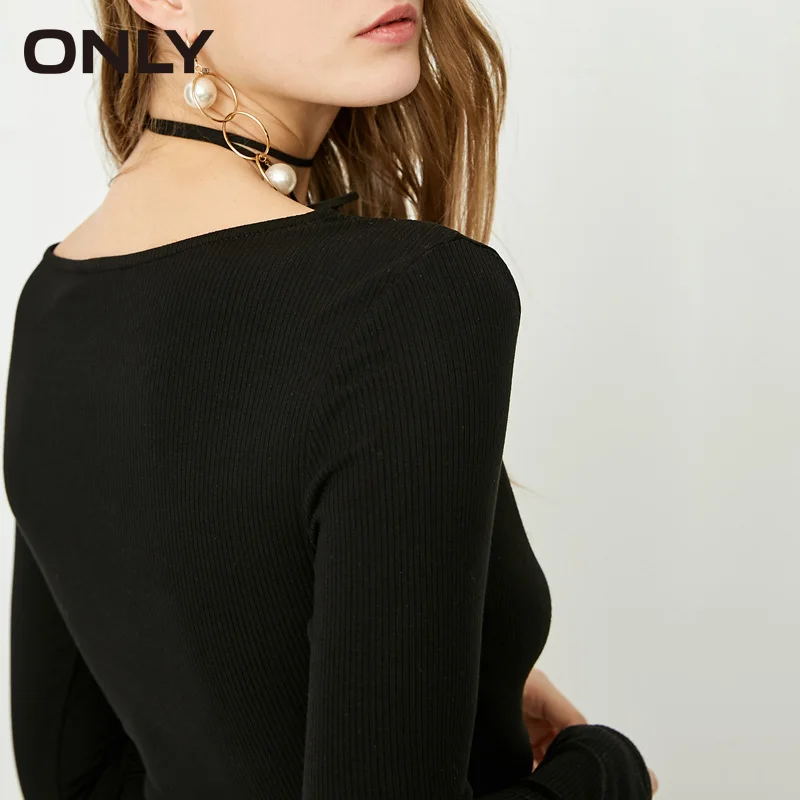 Только Женская Весна и лето 2019 Кружева Крест над v образным вырезом Slim Fit черная