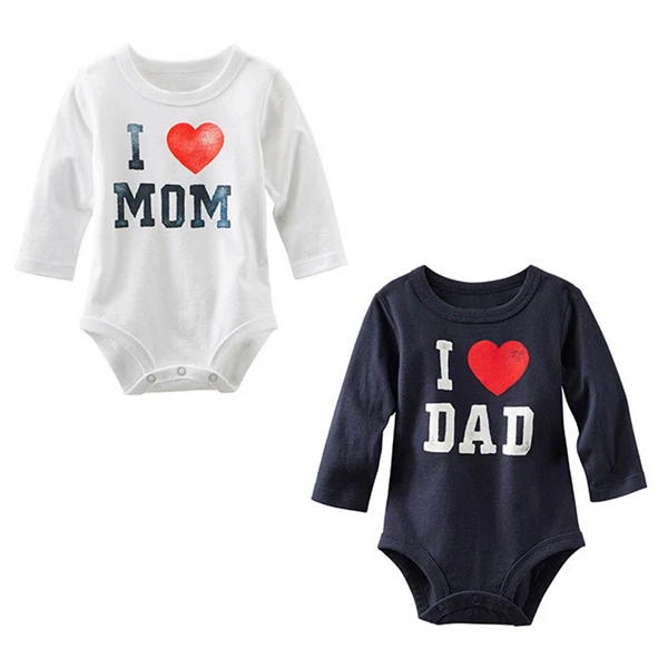 Комбинезон с принтом I Love MOM/DAD для маленьких мальчиков и девочек комбинезон