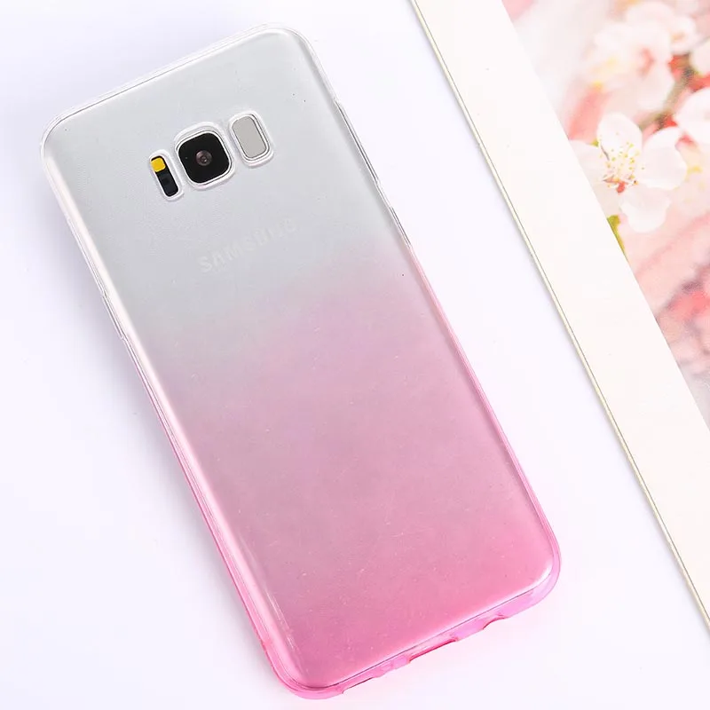 Pink Градиентный Прозрачный чехол для samsung Galaxy A50 A30 M20 M10 S10 плюс S10E S8 S9 A9 A8 A6 A7 J4 J6 Plus Note 9 8 S7 силиконовый чехол - Цвет: Pink