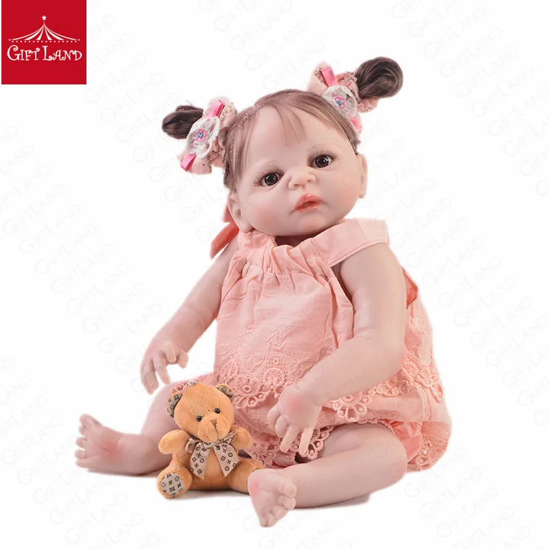 Reborn Baby Doll Bebe 23 дюймов полная силиконовая кукла девочка игрушка Реалистичная