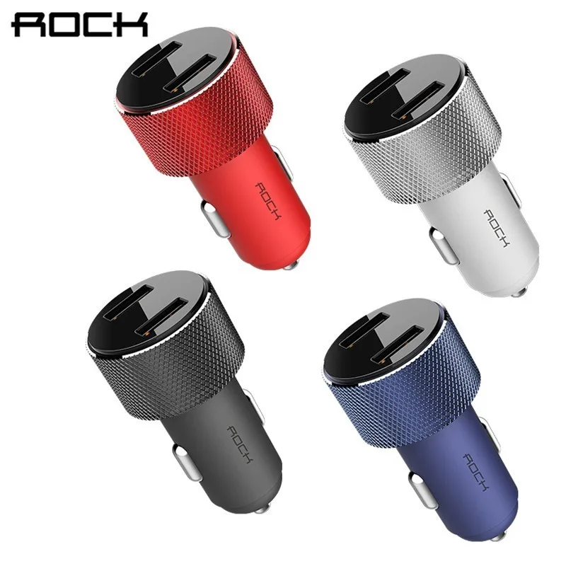 Автомобильное зарядное устройство ROCK 2 USB с цифровым дисплеем быстрая зарядка