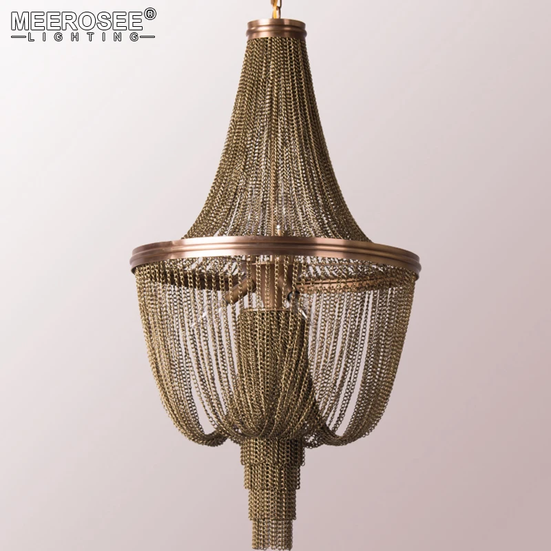 

New Arrival Italian Design Chandelier Vintage Aluminum Chain Hanging Lustre Light for Restaurant Hotel Art Studio Bedroom lamps