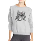 Худи женское зимнее из мягкого хлопка с принтом совы