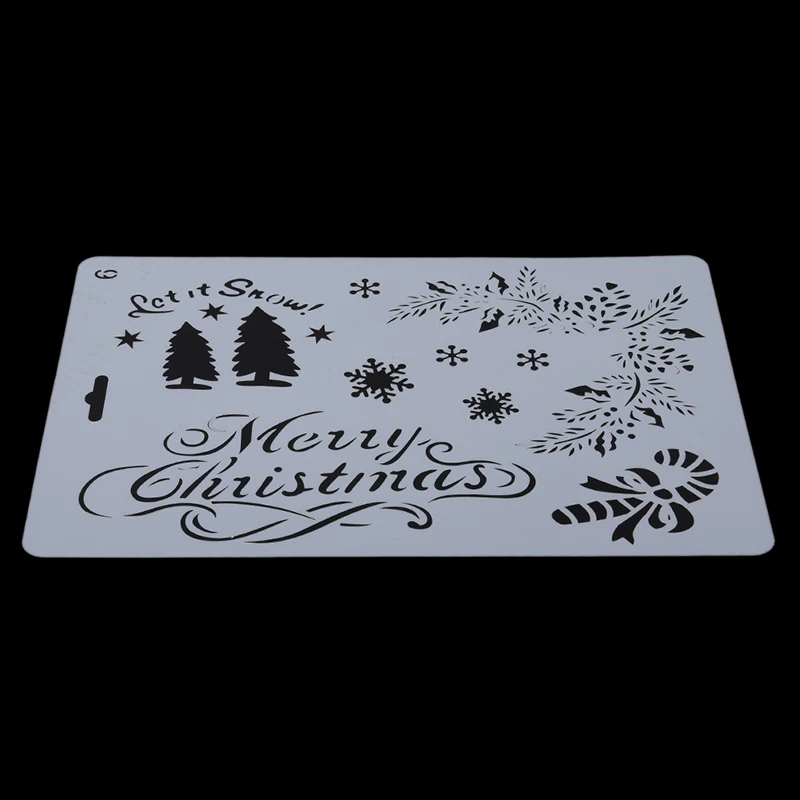 1pcs Christmas Painting Openwork Template Diy Diary Stationery Journal Photo Album Lace Ruler | Дом и сад