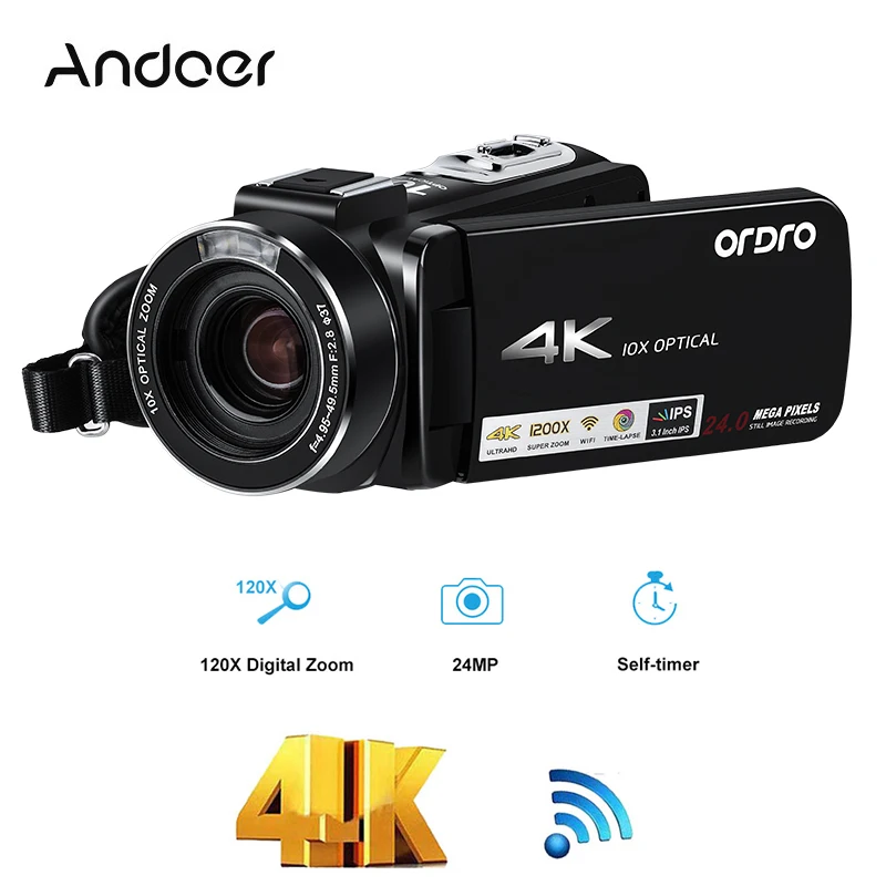 Ordro UHD 4k wifi 24MP цифровая видеокамера с 3,1 ''сенсорным дисплеем wifi цифровая видеокамера Профессиональная фотография Cam