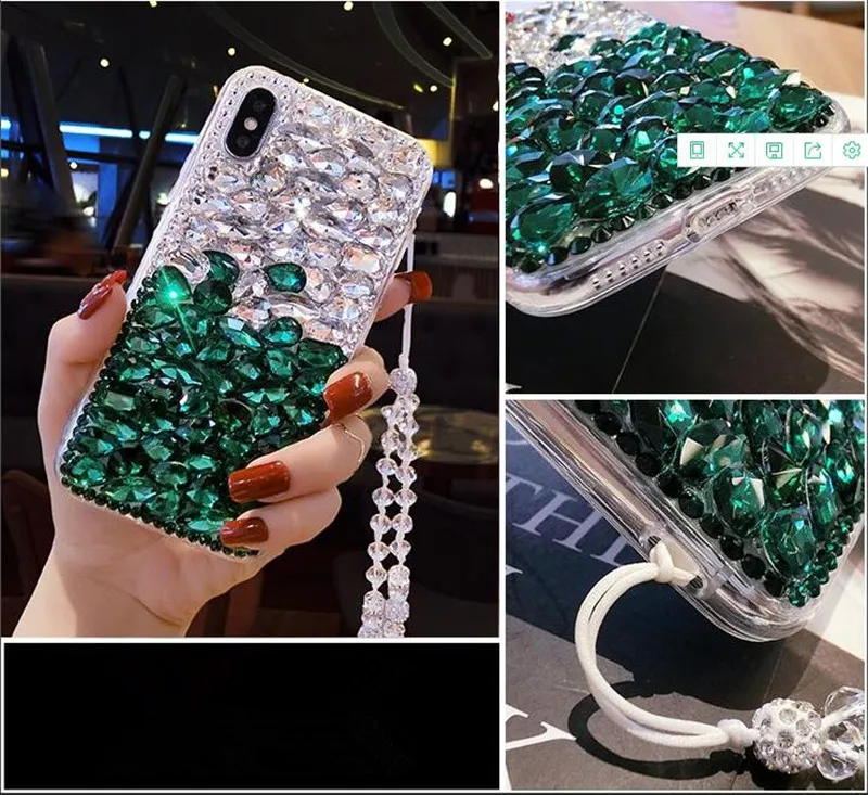 For Xiaomi Redmi 7 5 plus 6A Bling Diamond Case Rhinestone Stone Jewelled Cover Note pro With Lanyard |
