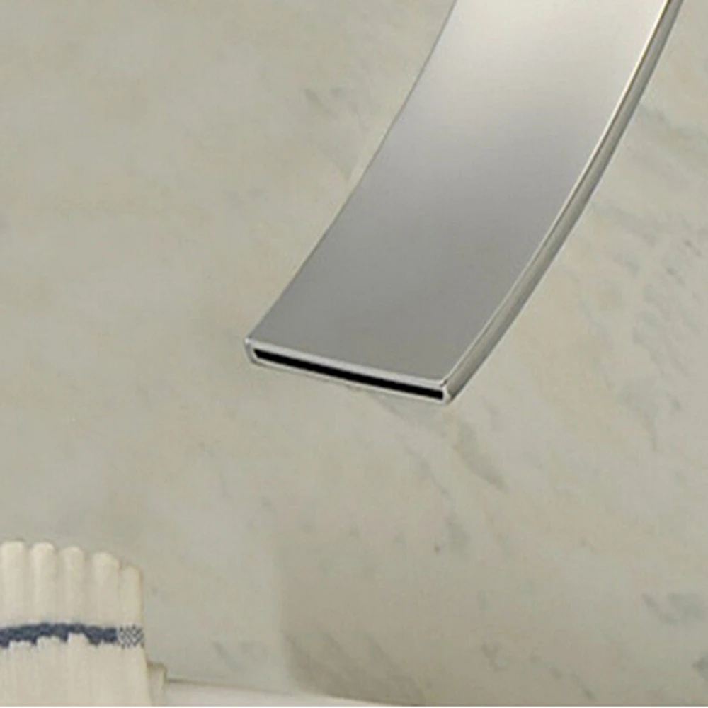 Wall Mounted Waterfall Spout Chrome Brass Bathroom Faucet Single Handle Hot And Cold Mixer |
