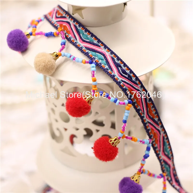 10 ярдов 4 см бусины-Помпоны ручной работы из полиэстера | Дом и сад