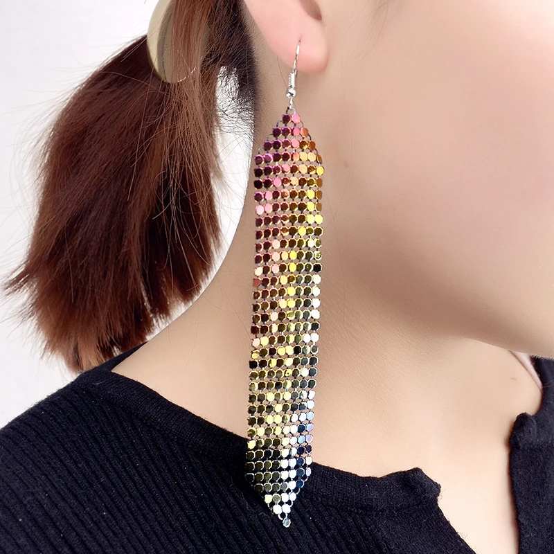 New Fashion Charm Sequin Drop Earrings Sexy Women Tassel Two-tone Sequins Wrap Ethnic Vintage Earring Female Jewelry Bijoux Gift | Украшения