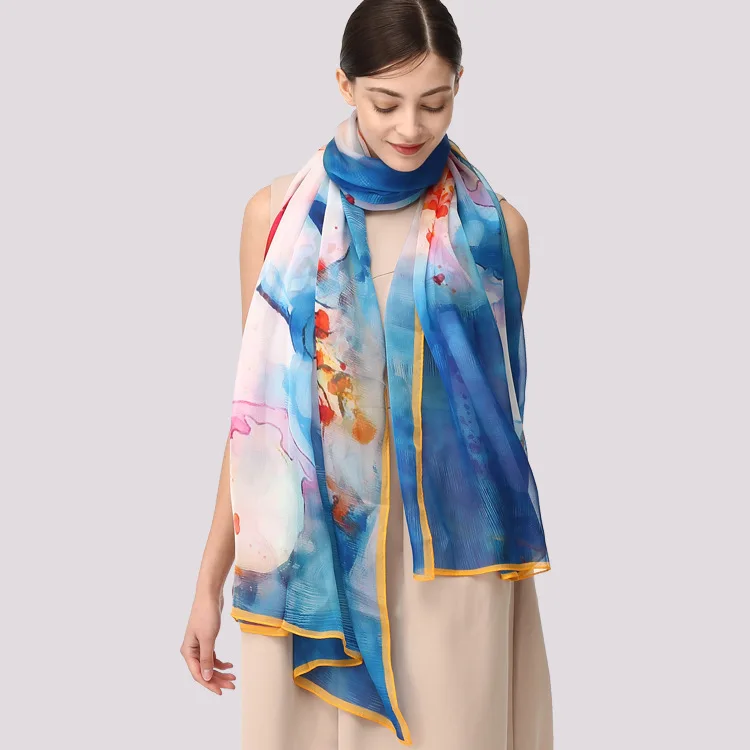 

RenYvtil 2018 Summer new arrival design chiffon scarf women, fashion lady anti SUV beach scarf, elegant infinity 100% silk shawl