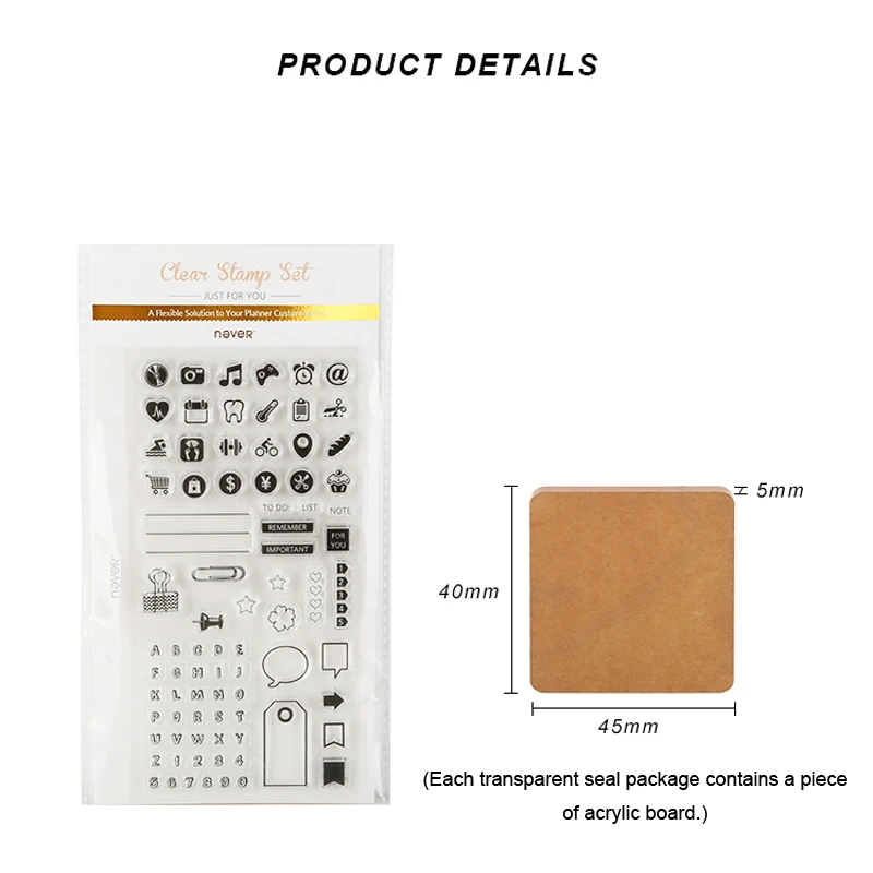 

Never planner decorative accessories Transparent seal Set stamp for scrapbooking diary diy korean stationery school supplies