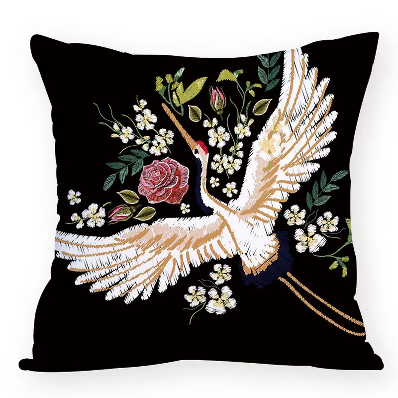 L875-10 Белый кран пуф подушки красочные декоративные креативные подушки Чехол китайский стиль Подушка декоративная Гостиная Персонализированная - Цвет: L875-10
