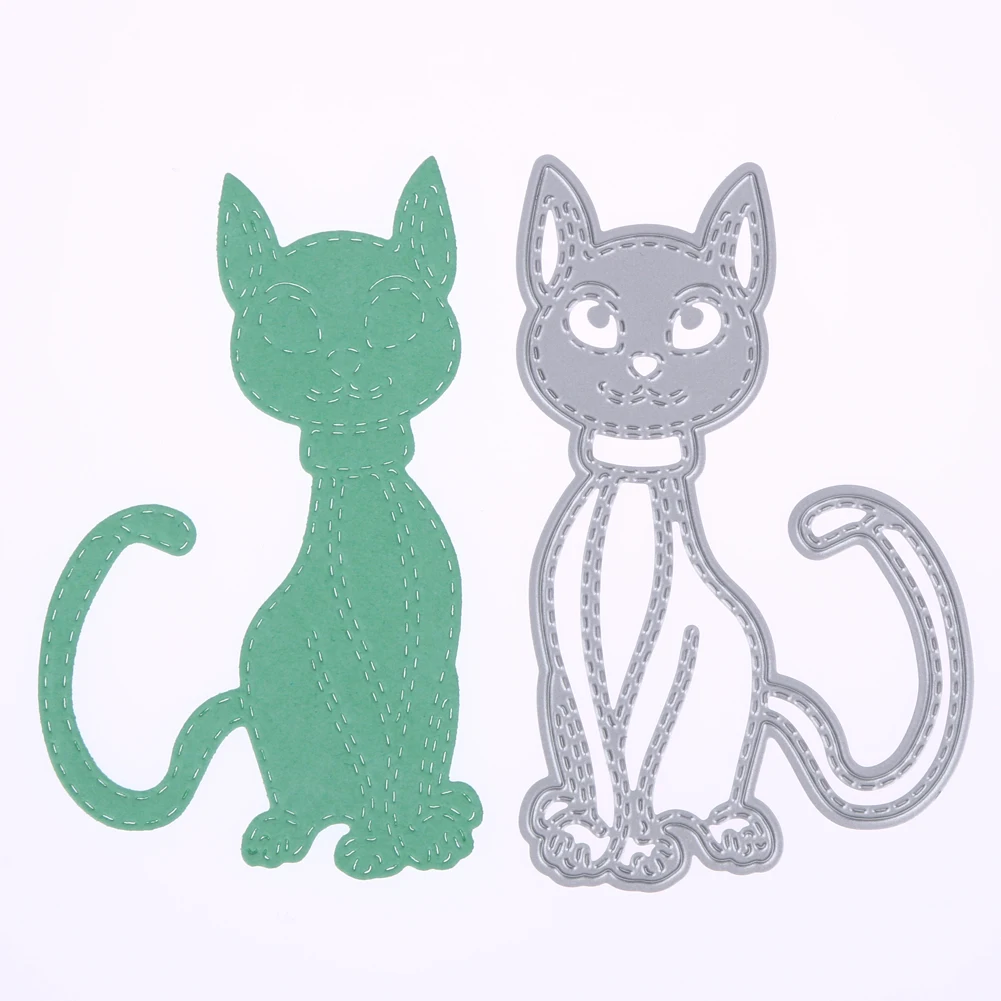 1 шт. Kitty Металлический Трафаретный вырубной штамп мультфильм мило кошка