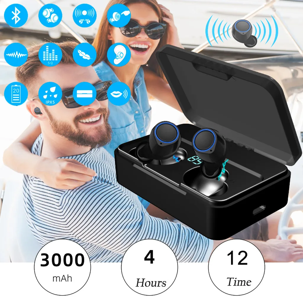 Беспроводная гарнитура VOBERRY BX01, bluetooth-гарнитура IPX5 для iPhone, Водонепроницаемая мини-гарнитура, удлиненная, объемный 3D звук