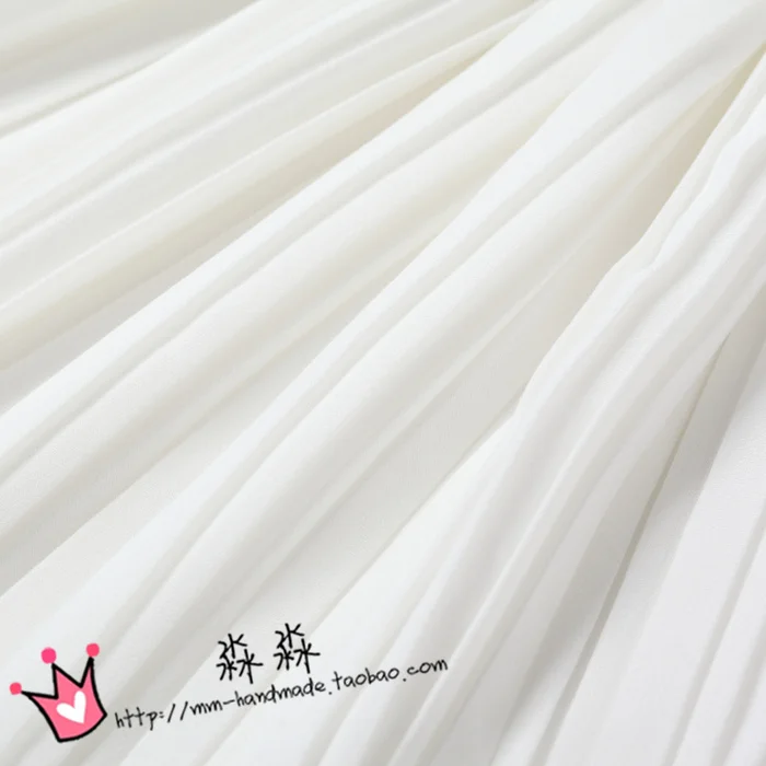 1psc 2016 cool micro through the white pearl yarn fabric pleat Pleated Chiffon fabric crushed fresh pantskirt(pleated 0.5m)