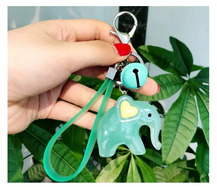 Милый брелок для ключей со слоном, металлический колокольчик Porte Clef, брелок для ключей, автомобильный Шарм, брелок, куклы, акрил, сердце, ухо, слон, брелки