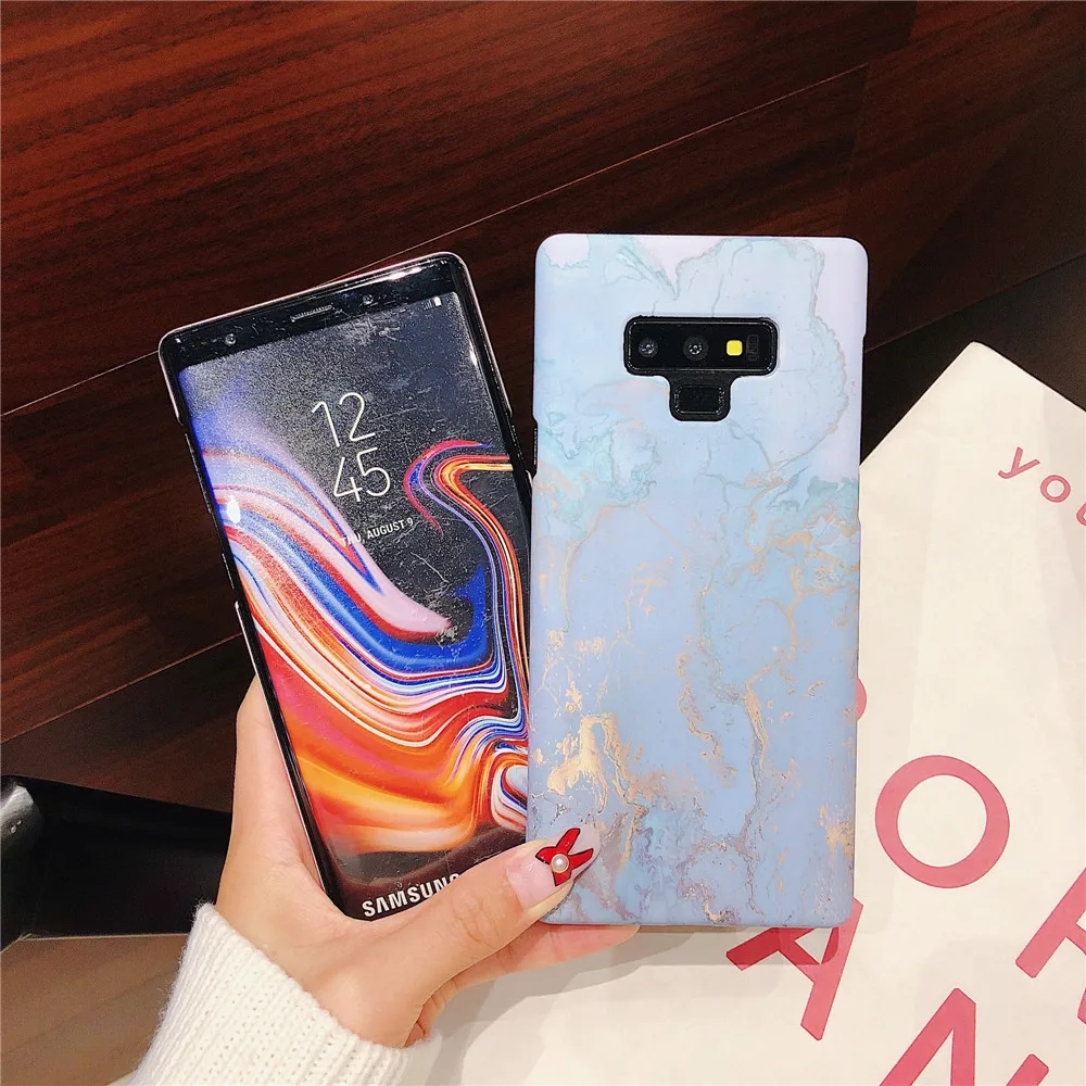 Case For Samsung Galaxy S8 S9 Plus Luminous Pink Blue Marble S7edge Note 8 9 Ocean Granite Stone Hard Phone |