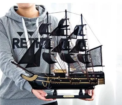 47X10X45cm Пират из черного жемчуга, модель корабля, развивающая игрушка для мальчика, подарок, деревянный корабль, модель, парусное ремесло, креативное украшение - Цвет: 47X10X45cm