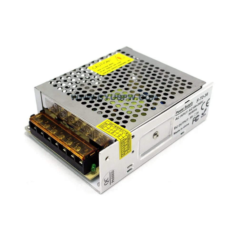 Одиночный выход DC36V 2A 72W Драйвер импульсного источника питания 110V 220V AC к DC 36V SMPS для