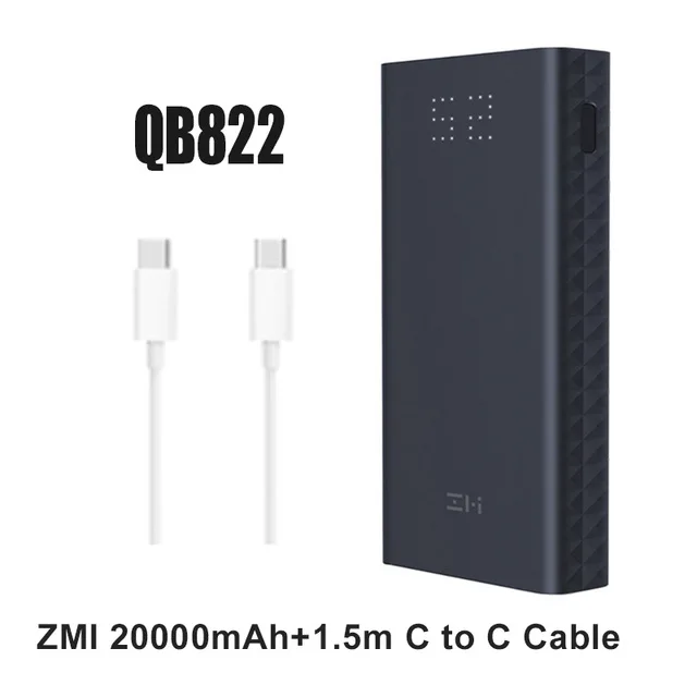 add C to C ZMI QB822/QB821 внешний аккумулятор 20000 мАч 27 Вт QC3.0 Быстрая зарядка Dual USB 20000 мАч Внешний аккумулятор для iPhone iPad samsung huawei - Цвет: add C to C