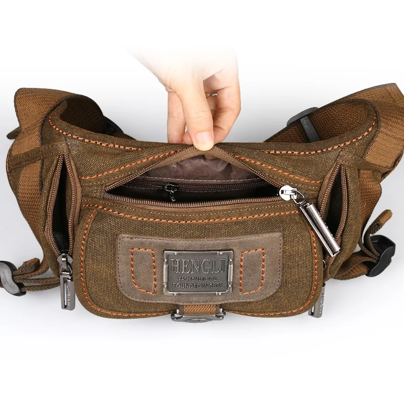 Холщовая поясная сумка Ruil в стиле ретро для мужчин модная многофункциональная