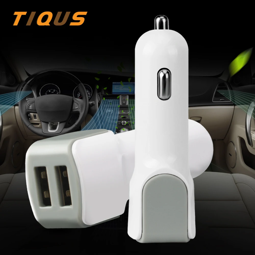 TIQUS USB Автомобильное зарядное устройство для телефона 5V 2.4A двойной микро Тип