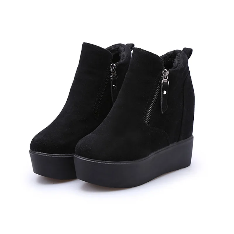 2018 модные теплые женские зимние ботинки на платформе молнии Женская